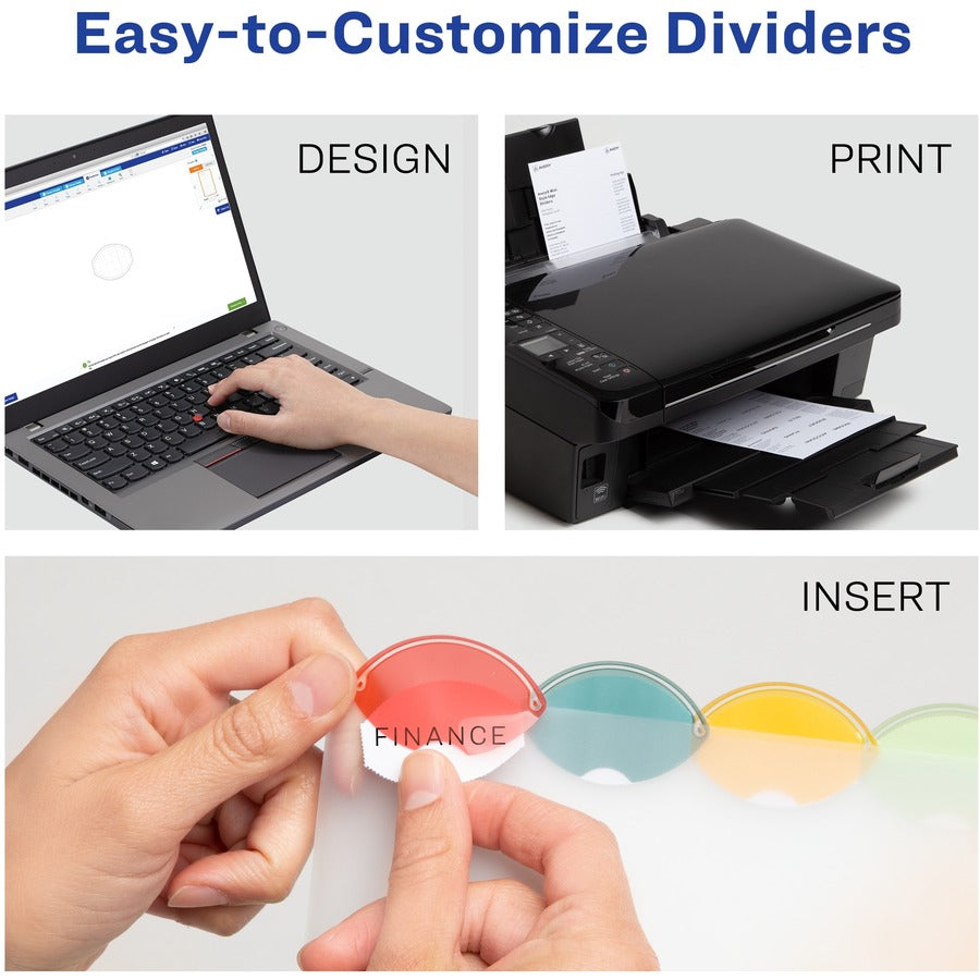 Avery® Insertable Style Edge Plastic Mini Dividers for 3 Ring Binders, 5.5" x 8.5" , 5-Tab Set, Multicolor, 1 Set (11118