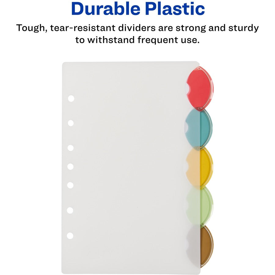 Avery® Insertable Style Edge Plastic Mini Dividers for 3 Ring Binders, 5.5" x 8.5" , 5-Tab Set, Multicolor, 1 Set (11118