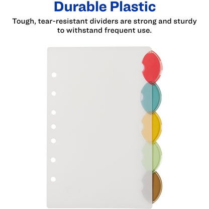 Avery® Insertable Style Edge Plastic Mini Dividers for 3 Ring Binders, 5.5" x 8.5" , 5-Tab Set, Multicolor, 1 Set (11118