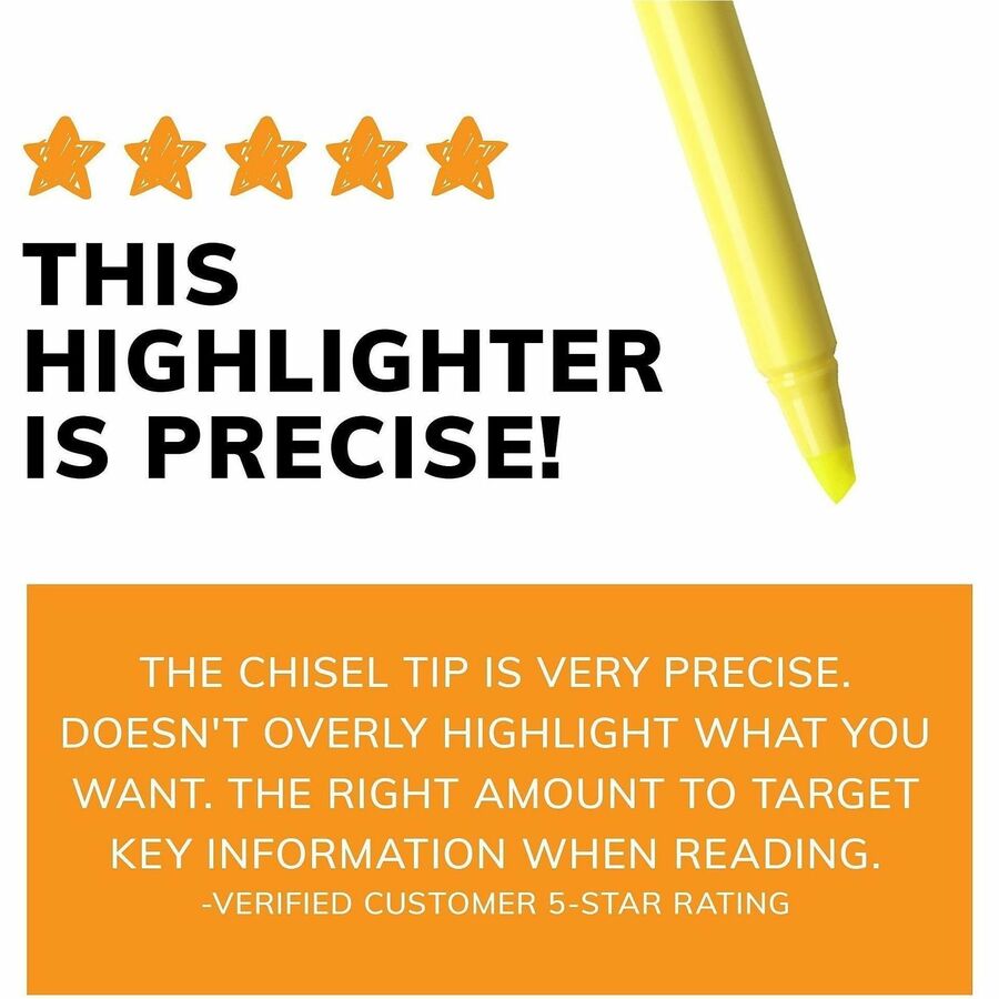BIC Brite Liner Highlighters - Fluorescent Yellow Ink - Water Based - 24 / Box
