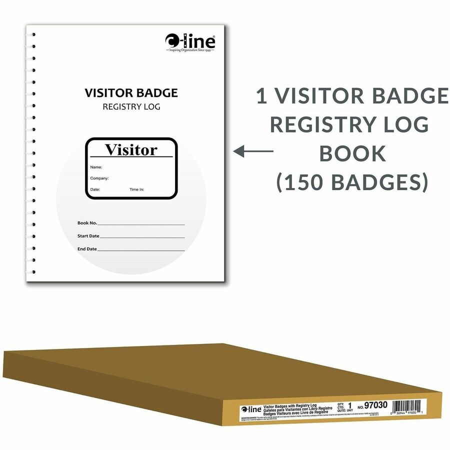 C-Line Registry Log Visitor Badges - Carbonless Copy - White - 1 Box