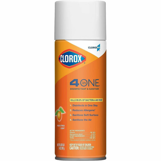CloroxPro™ 4 in One Disinfectant & Sanitizer - 14 fl oz (0.4 quart) - Fresh Citrus Scent - Deodorize, Disinfectant - Ora