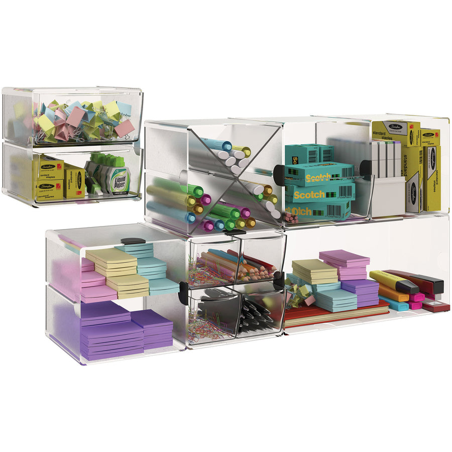 Deflecto Stackable Cube Organizer - 1 Drawer(s) - 6" Height x 6" Width x 7.20" Depth - Stackable, Removable Drawer, Remo
