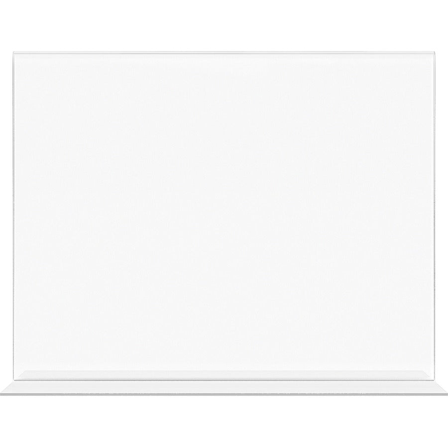 Deflecto Anti-Glare Double-sided Sign Holder - Landscape - 8.7" Height x 11.1" Width x 3.3" Depth - Acrylic - Clear - 1 