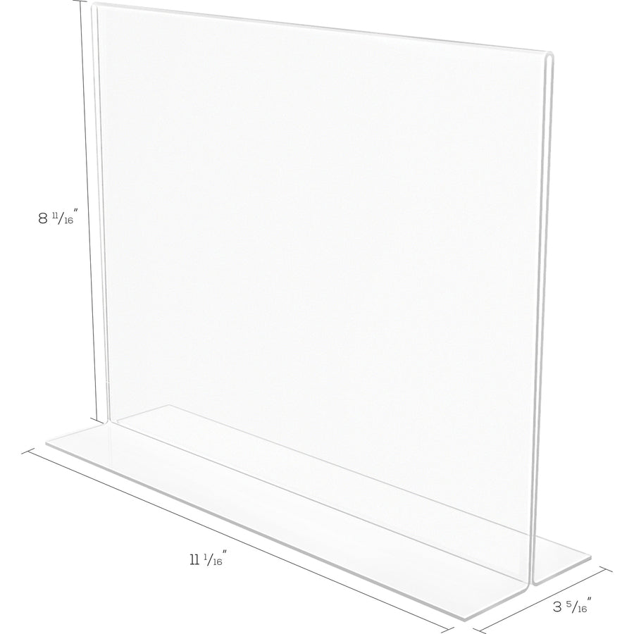 Deflecto Anti-Glare Double-sided Sign Holder - Landscape - 8.7" Height x 11.1" Width x 3.3" Depth - Acrylic - Clear - 1 