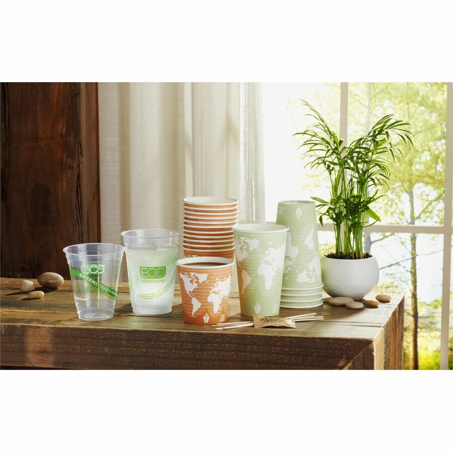 Eco-Products 16 oz World Art Insulated Hot Beverage Cups - 16 fl oz - Tan - Hot Drink - 600 / Carton