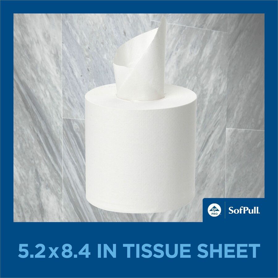 SofPull Centerpull Mini Toilet Paper - 2 Ply - 5.25" Width x 8.50" Length - 500 Sheets/Roll - White - Fiber - 16 Rolls P