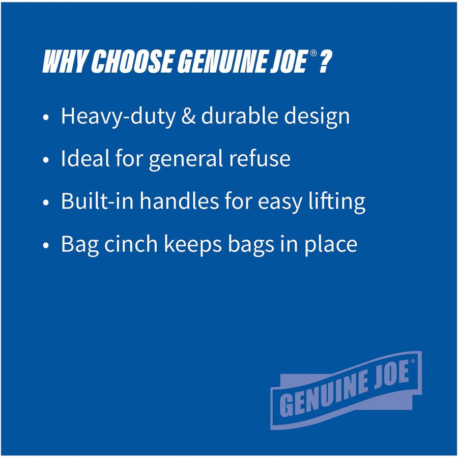 Genuine Joe 44-gallon Heavy-duty Trash Container - 44 gal Capacity - Heavy Duty, Handle - 24" Height x 31.5" Width x 24"
