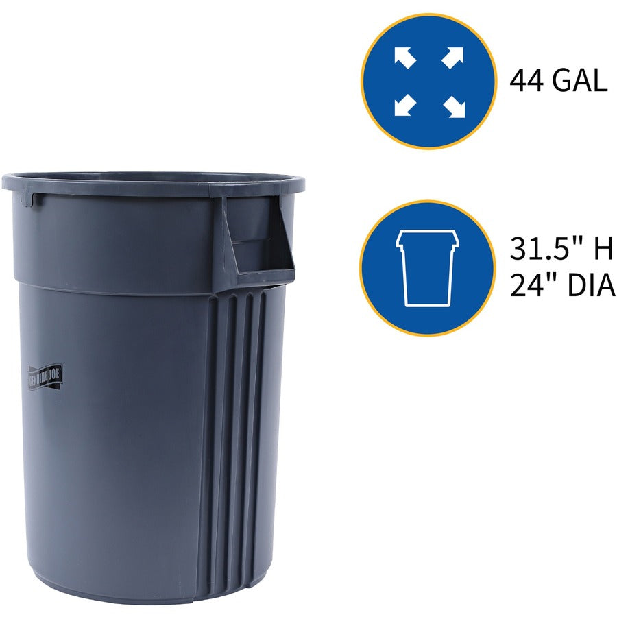 Genuine Joe 44-gallon Heavy-duty Trash Container - 44 gal Capacity - Heavy Duty, Handle - 24" Height x 31.5" Width x 24"