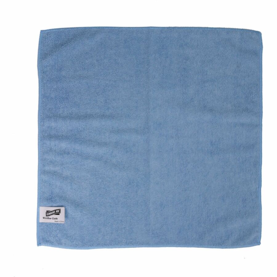 Genuine Joe General Purpose Microfiber Cloth - For Multipurpose - Cloth - 16" Length x 16" Width - 12 / Bag