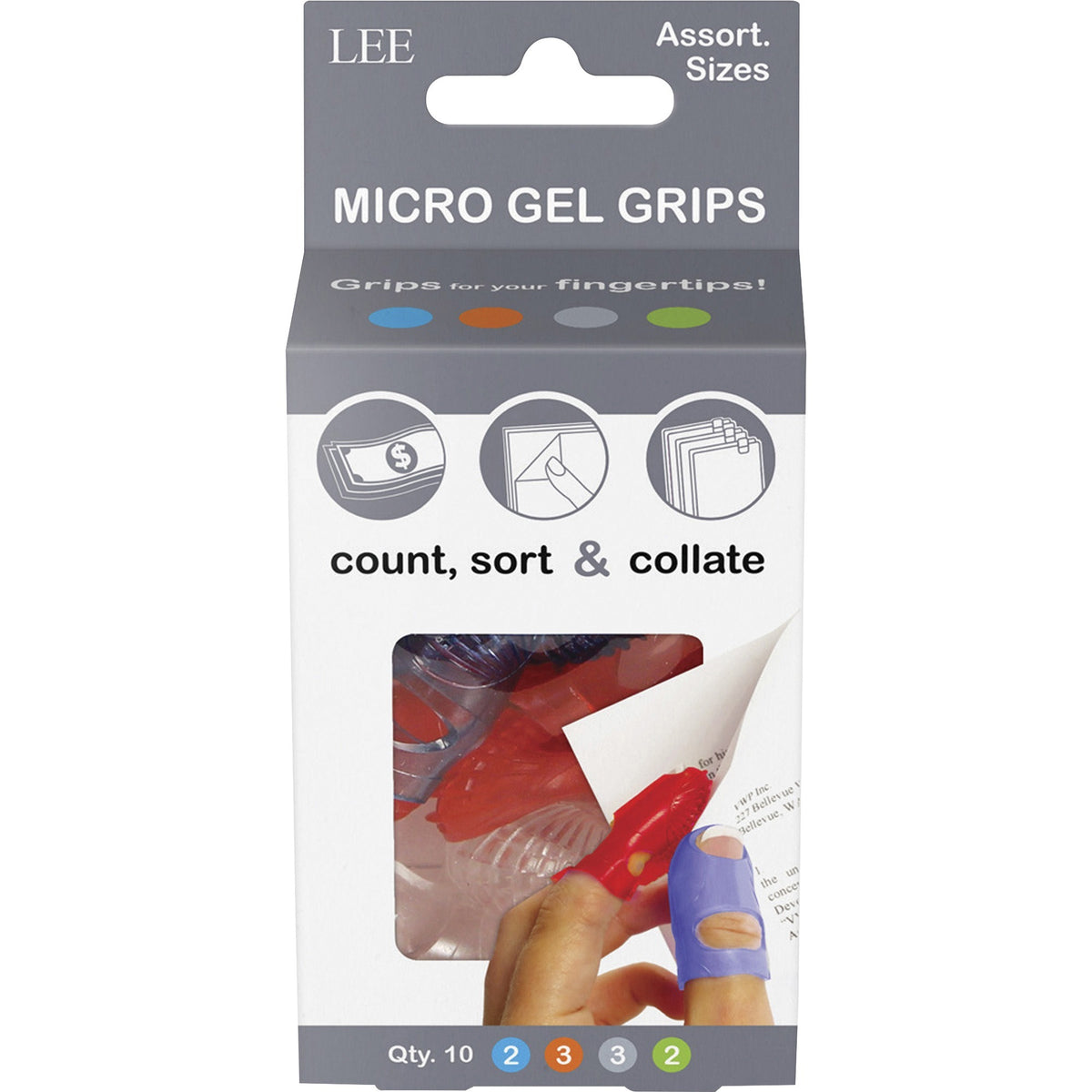 LEE Tippi Micro Gel Grips - #3 with 0.63" Diameter - Assorted, Green, Clear, Red - 1 Pack