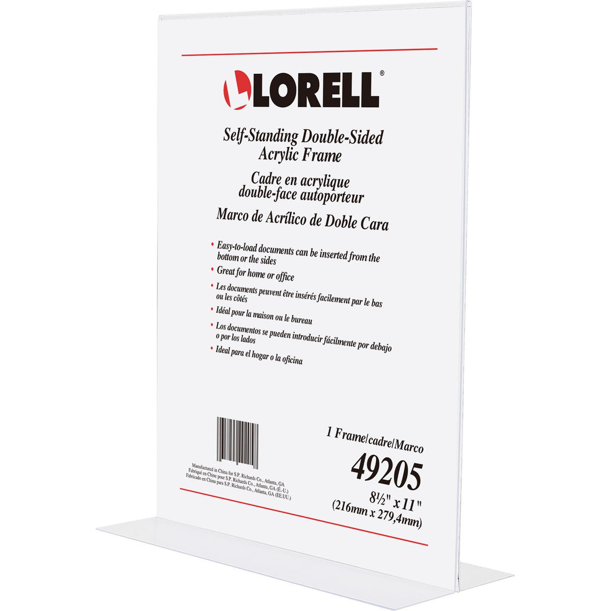 Lorell Double-sided Frame - 8.50" Holding Width x 11" Holding Height - Rectangular Shape - Double Sided - Countertop - A