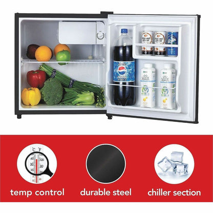 Lorell Compact Refrigerator - 1.60 ft³ - Manual Defrost - Manual Defrost - Reversible - 1.60 ft³ Net Refrigerator Capaci