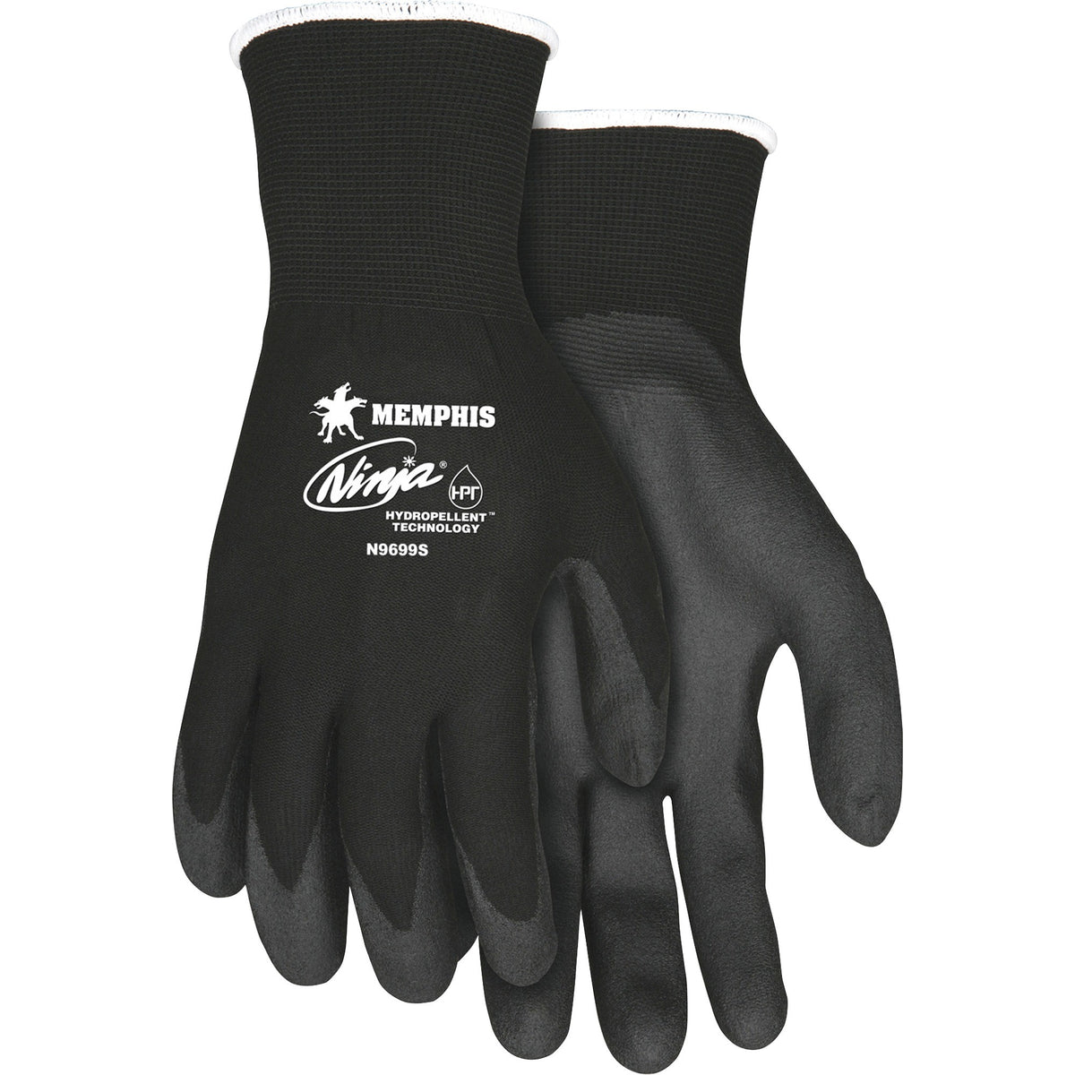 MCR Safety Ninja HPT Nylon Safety Gloves - Small Size - Black - Anti-bacterial - For Landscape, Material Handling - 2 / 