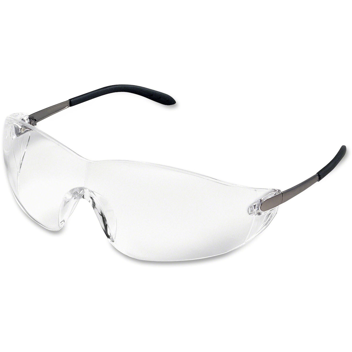 Crews BlackJack Metal Alloy Safety Glasses - Eye, Ultraviolet Protection - Clear Lens - Chrome Frame - 1 Each