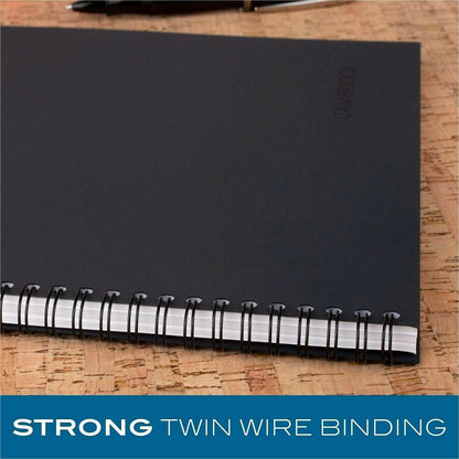 Mead Action Planner Business Notebook - Twin Wirebound - 9.50" Height x 7.5" Width x 0.6" Length - Black Cover - 1 Each