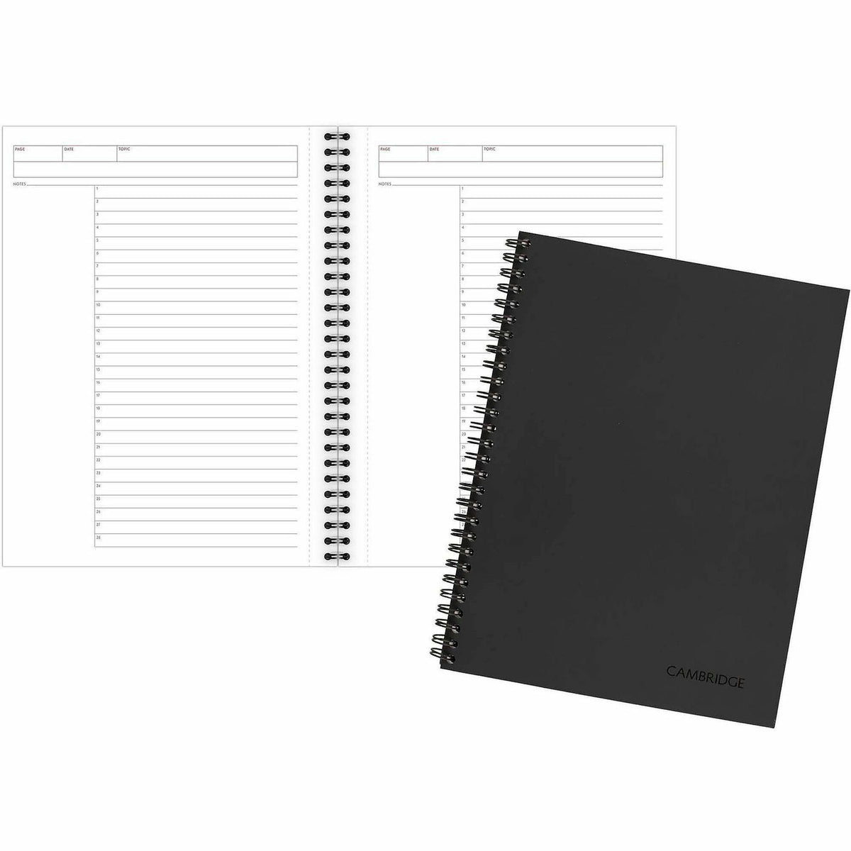 Mead Action Planner Business Notebook - Twin Wirebound - 9.50" Height x 7.5" Width x 0.6" Length - Black Cover - 1 Each