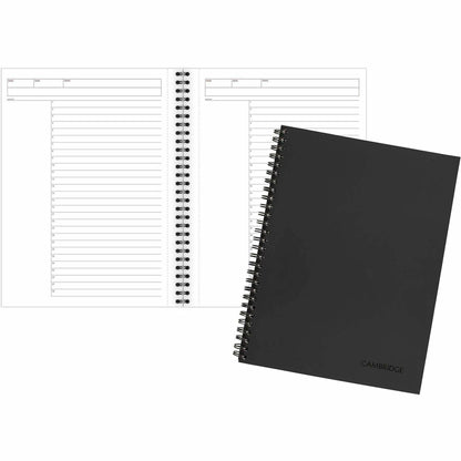 Mead Action Planner Business Notebook - Twin Wirebound - 9.50" Height x 7.5" Width x 0.6" Length - Black Cover - 1 Each