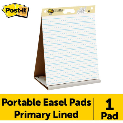 Post-it® Tabletop Easel Pad with Primary Lines - 20 Sheets - Stapled - Primary Blue Margin - 18.50 lb Basis Weight - 20"