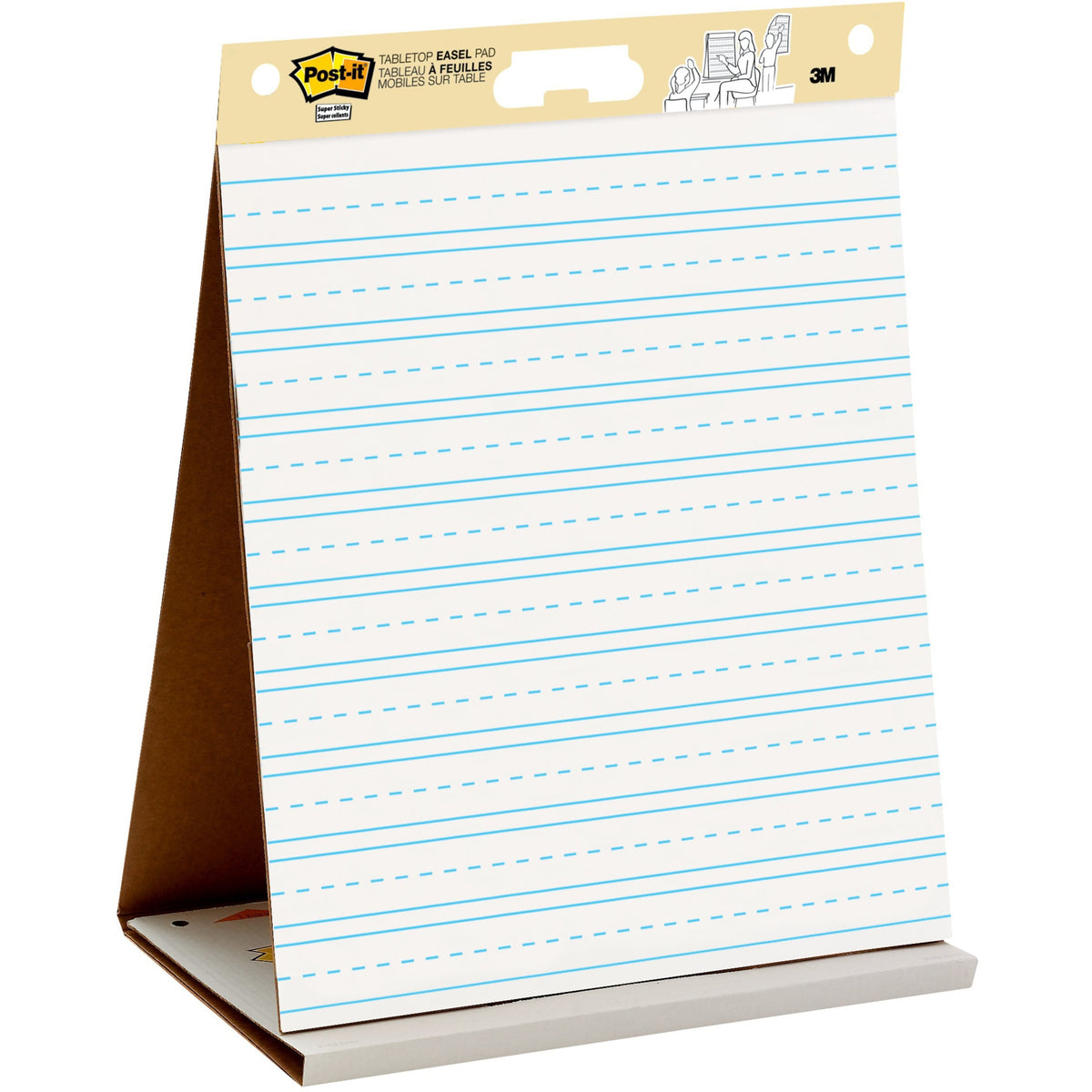 Post-it® Tabletop Easel Pad with Primary Lines - 20 Sheets - Stapled - Primary Blue Margin - 18.50 lb Basis Weight - 20"