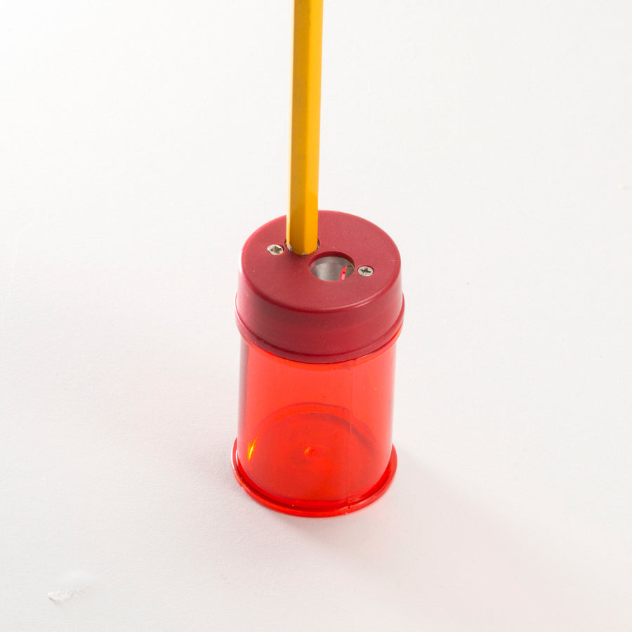 Officemate Double Barrel Pencil/Crayon Sharpener - 2 Hole(s) - 2.1" Height x 1.4" Width x 1.4" Depth - Translucent Red -