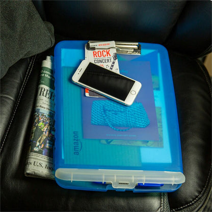 Officemate Slim Clipboard Storage Box - 1" Clip Capacity - 8 1/2" x 11" Sheet Size - Blue - 1 Each