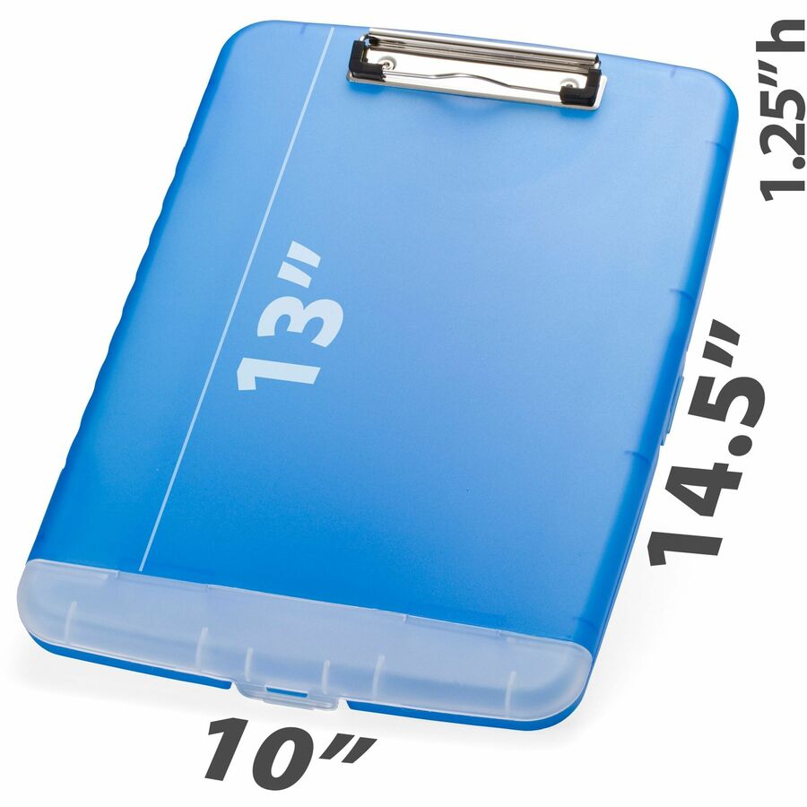 Officemate Slim Clipboard Storage Box - 1" Clip Capacity - 8 1/2" x 11" Sheet Size - Blue - 1 Each