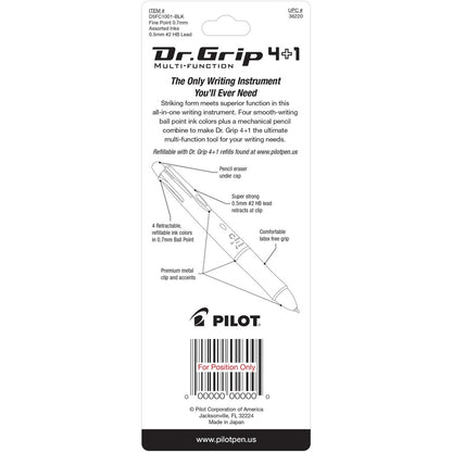 Pilot Dr. Grip Multi 4Plus1 Retractable Pen/Pencil - Fine Pen Point - 0.7 mm Pen Point Size - 2HB Pencil Grade - 0.5 mm 