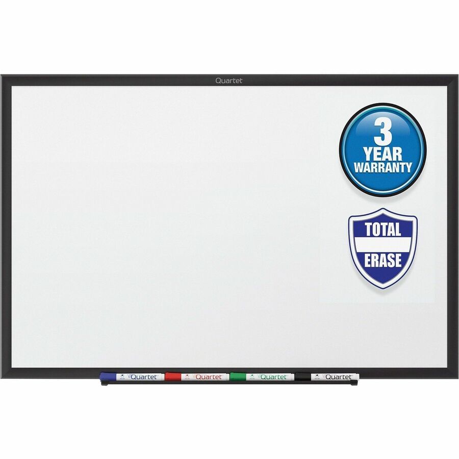 Quartet Classic Total Erase Whiteboard - 48" (4 ft) Width x 36" (3 ft) Height - White Melamine Surface - Black Aluminum 
