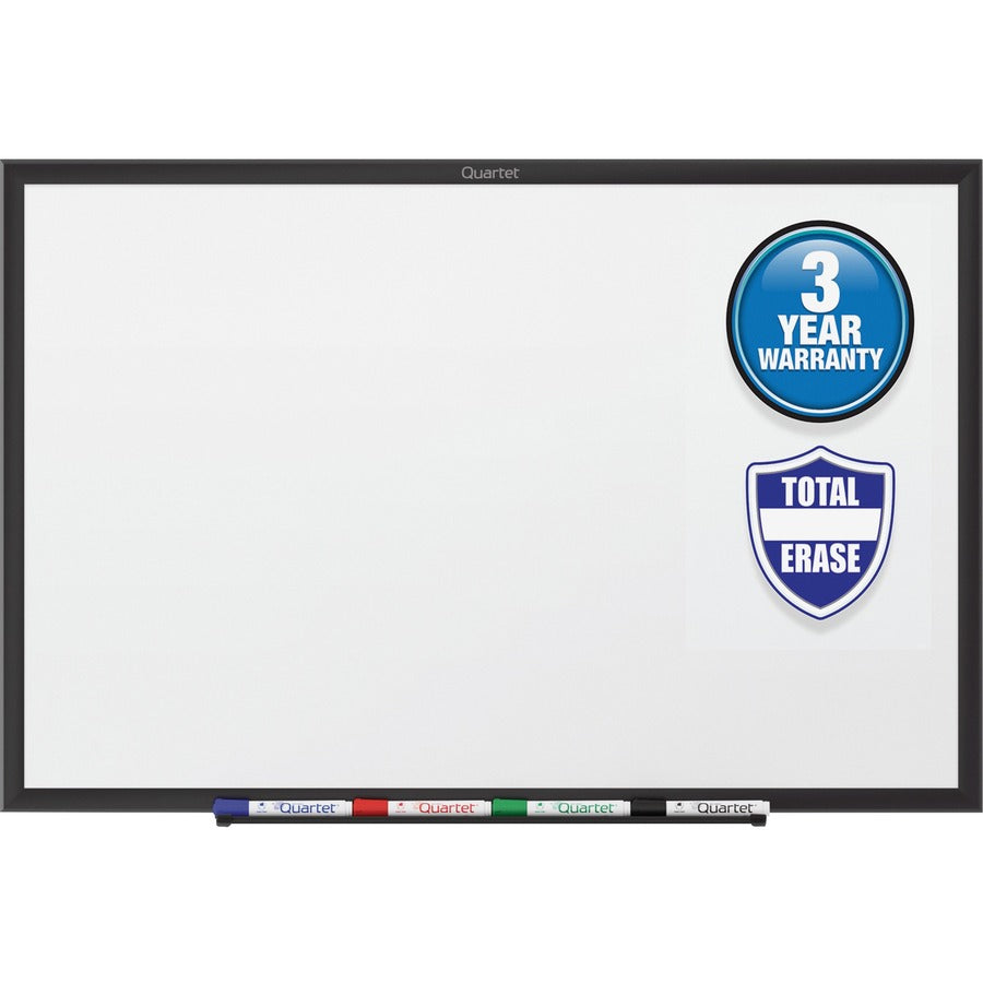 Quartet Classic Total Erase Whiteboard - 60" (5 ft) Width x 36" (3 ft) Height - White Melamine Surface - Black Aluminum 