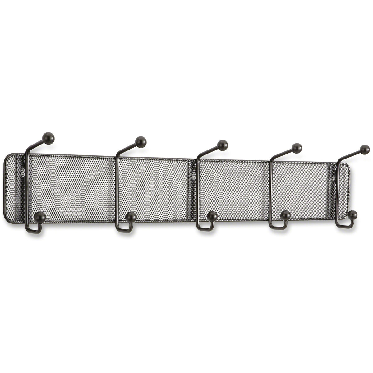 Safco Onyx 5-hook Steel Mesh Wall Rack - 5 Hooks - 5.5" Height x 26.8" Width - for Scarf, Hat, Coat, Garment - Steel - B