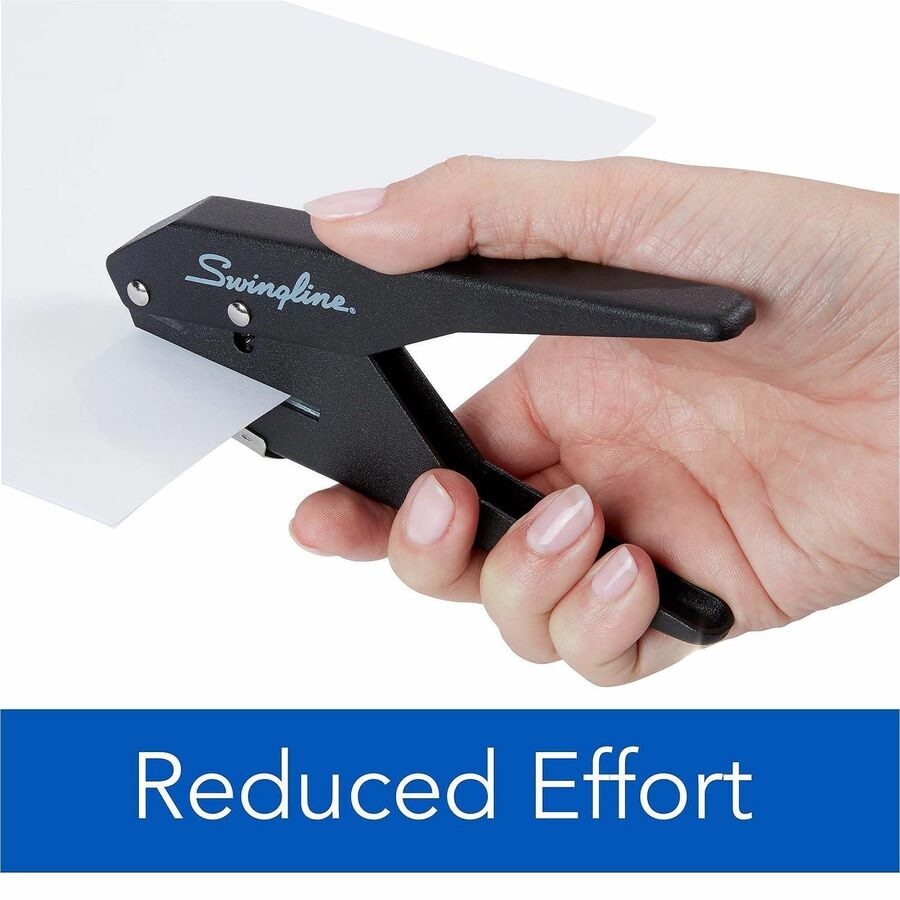 Swingline Low-Force 1-Hole Punch - 1 Punch Head(s) - 20 Sheet - 9/32" Punch Size - Black