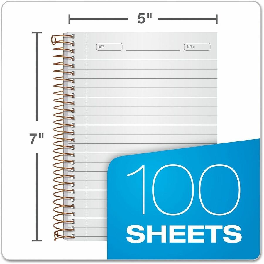 Ampad Gold Fibre Personal Notebook - 100 Sheets - Wire Bound - 0.28" Ruled - 20 lb Basis Weight - 5" x 7" Sheet Size - W
