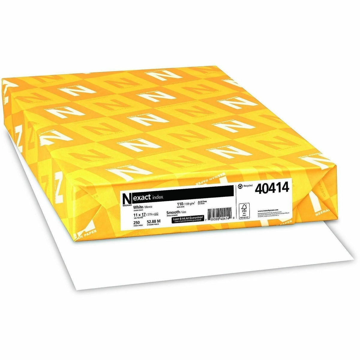Exact Index Premium Cardstock - White - 11" x 17" - 110 lb Basis Weight - Smooth - Durable, Acid-free - White - 250 / Pa
