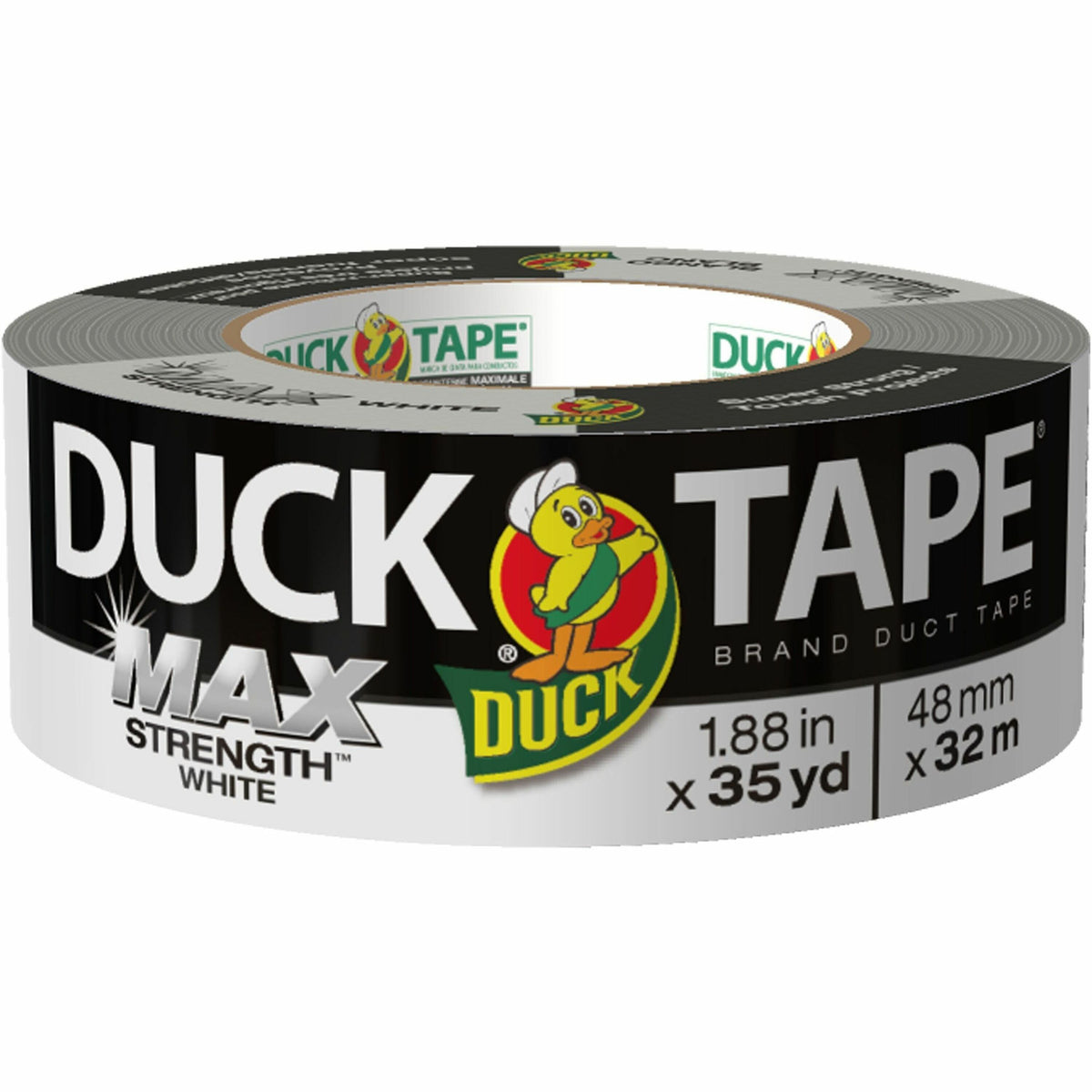 Duck MAX Strength Tape - White - 35 yd Length x 1.88" Width - White - Natural Rubber - Polyethylene Backing - For Indoor