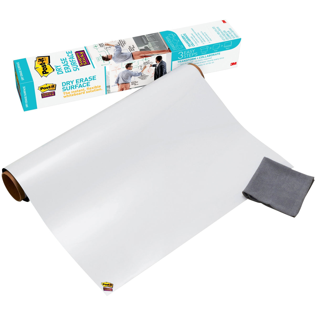 Post-it® Self-Stick Dry-Erase Film Surface - White Surface - 24" (2 ft) Width x 36" (3 ft) Length - White Film - Rectang