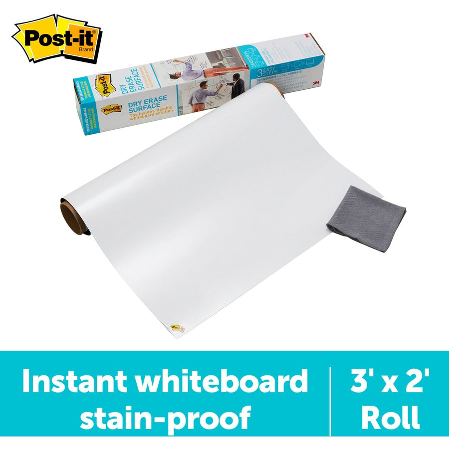 Post-it® Self-Stick Dry-Erase Film Surface - White Surface - 24" (2 ft) Width x 36" (3 ft) Length - White Film - Rectang