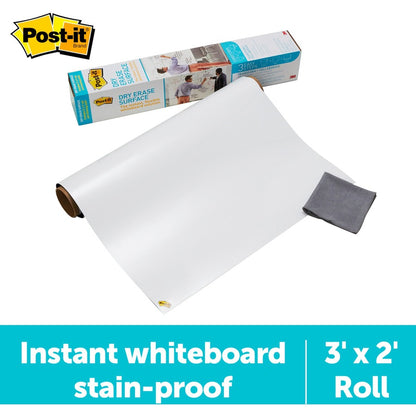 Post-it® Self-Stick Dry-Erase Film Surface - White Surface - 24" (2 ft) Width x 36" (3 ft) Length - White Film - Rectang