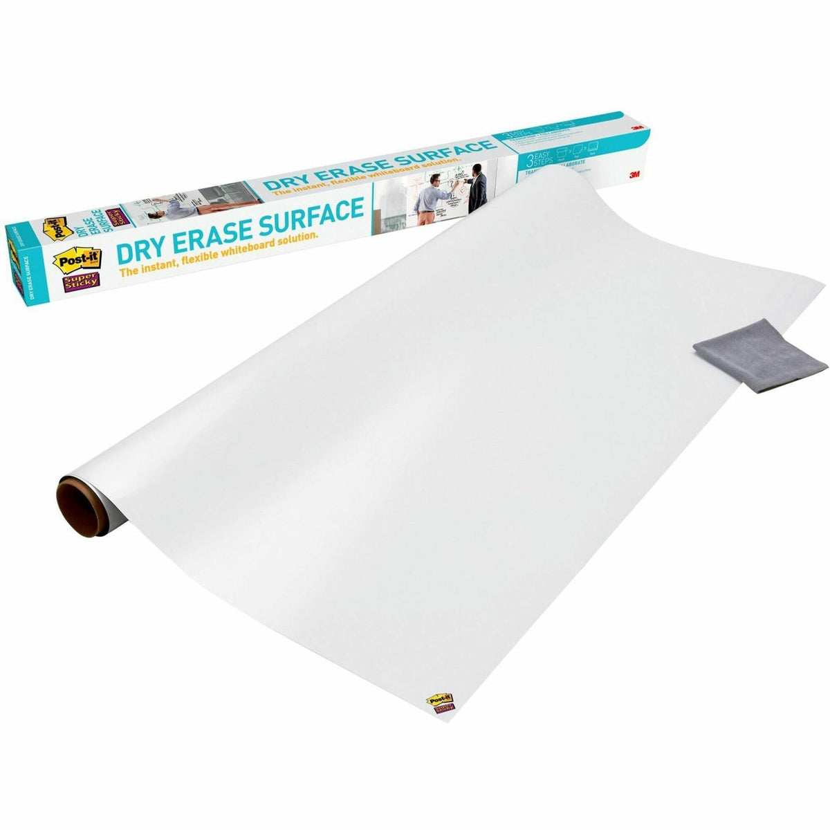 Post-it® Self-Stick Dry-Erase Film Surface - 48" (4 ft) Width x 72" (6 ft) Length - White Film - Rectangle - 1 Pack