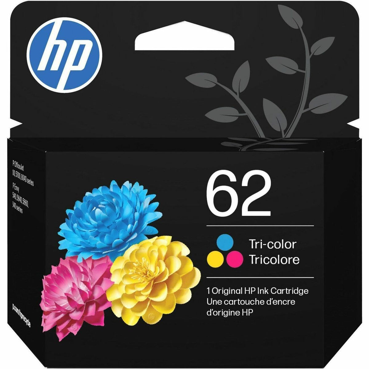 HP 62 (C2P06AN) Original Inkjet Ink Cartridge - Cyan, Magenta, Yellow - 1 Each - 165 Pages