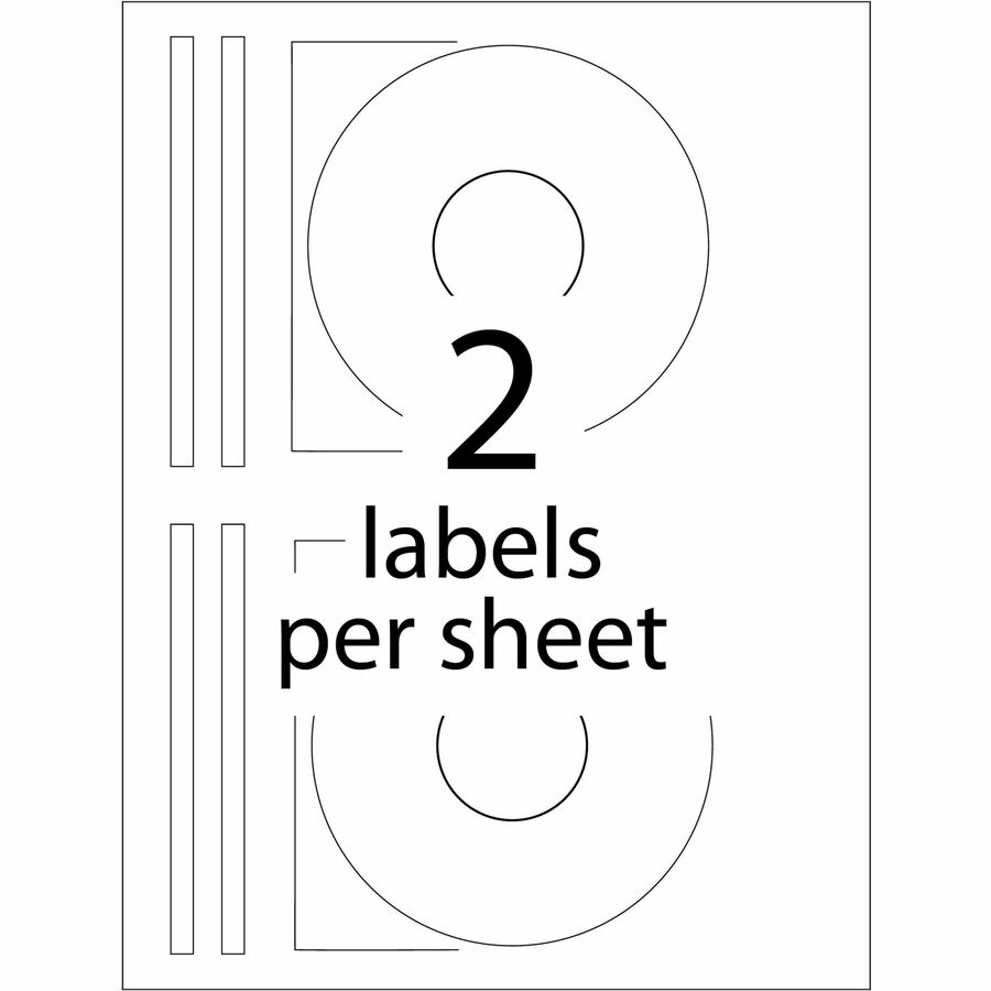 Avery® Clear CD/DVD Inkjet Matte Labels - Permanent Adhesive - Inkjet - Matte - Matte White - Paper - 2 / Sheet - 50 Tot