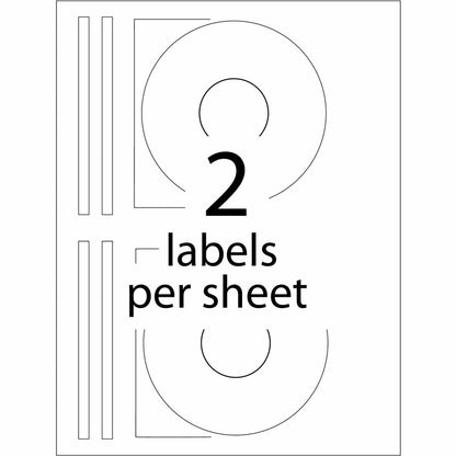 Avery® Clear CD/DVD Inkjet Matte Labels - Permanent Adhesive - Inkjet - Matte - Matte White - Paper - 2 / Sheet - 50 Tot