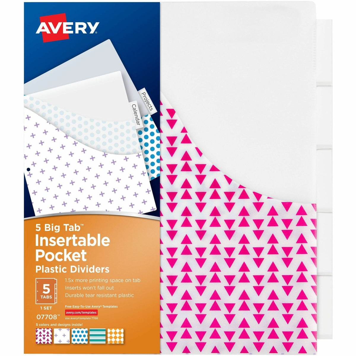 Avery® Big Tab Insertable Plastic Pocket Dividers - 1 x Divider(s) - 5 Tab(s) - 5 Tab(s)/Set - 9.3" Divider Width x 11.2