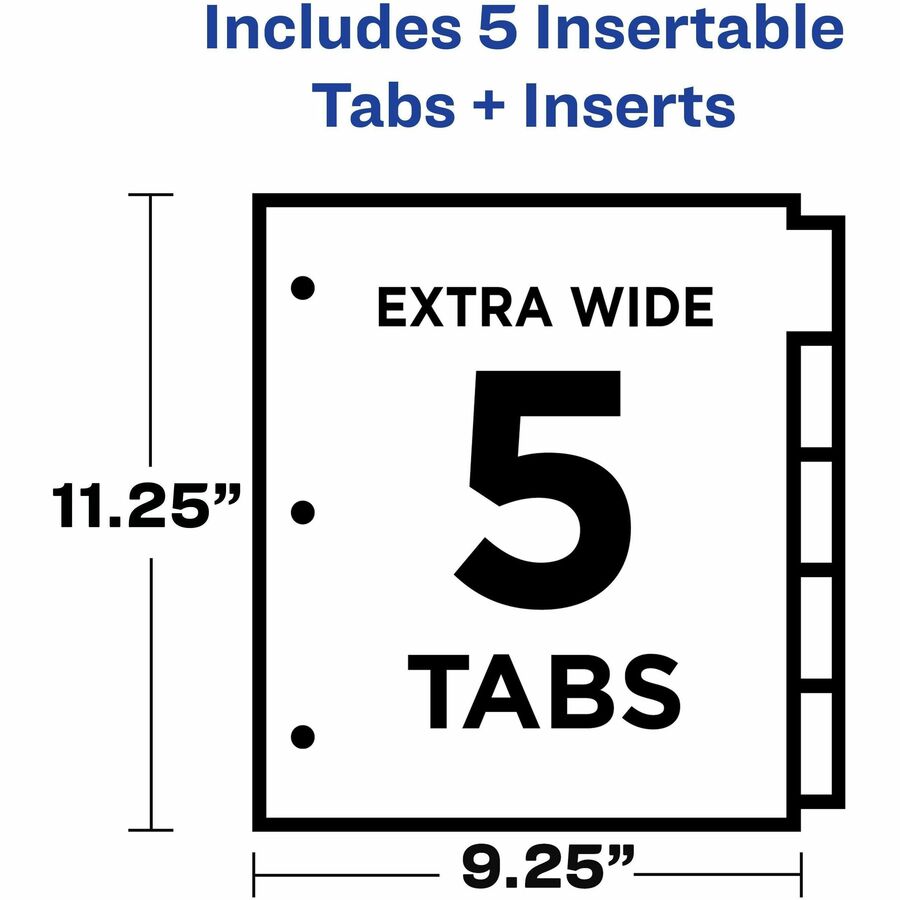 Avery® Big Tab Insertable Plastic Pocket Dividers - 1 x Divider(s) - 5 Tab(s) - 5 Tab(s)/Set - 9.3" Divider Width x 11.2