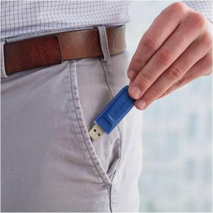 Microban 64GB USB Flash Drive - Blue - 64 GB - USB 2.0 Type A - Blue - 5 Year Warranty - 1 Each - TAA Compliant