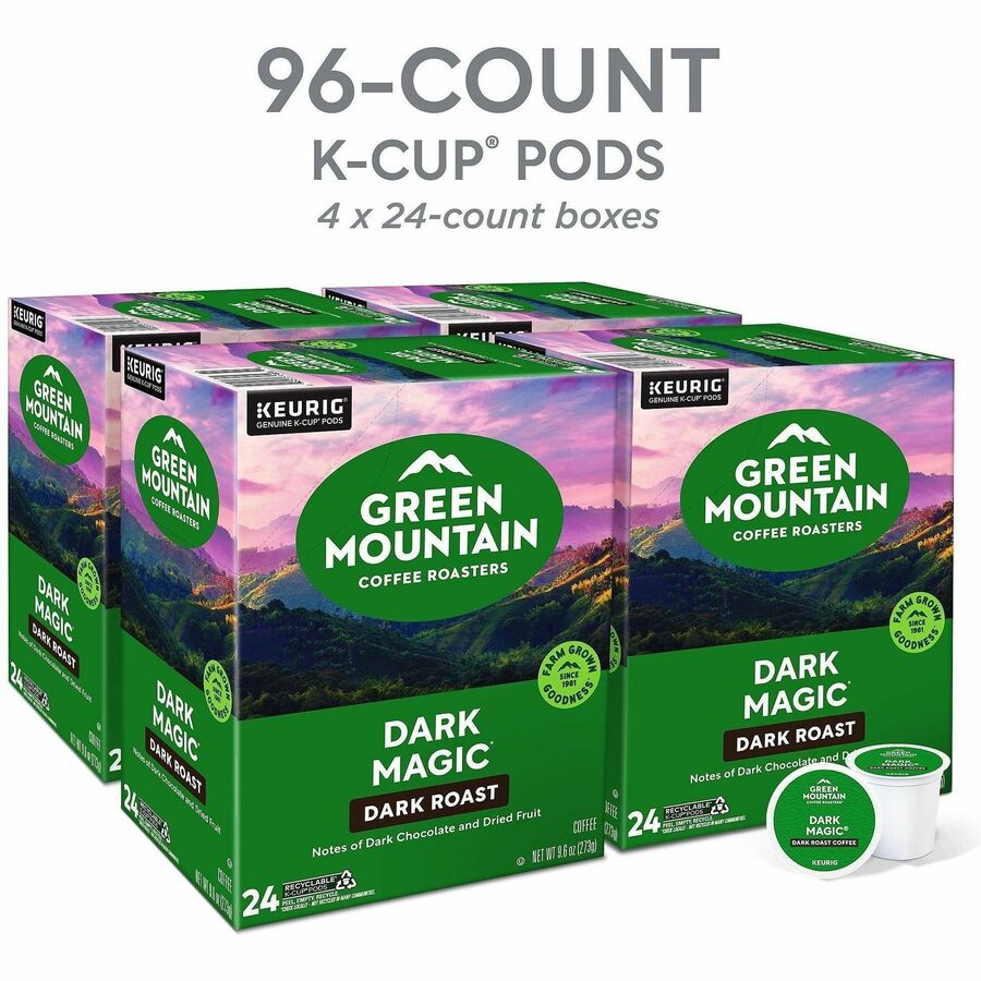 Green Mountain Coffee Roasters® K-Cup Dark Magic Coffee - Compatible with Keurig Brewer - Regular - Dark - K-Cup - 24/Bo