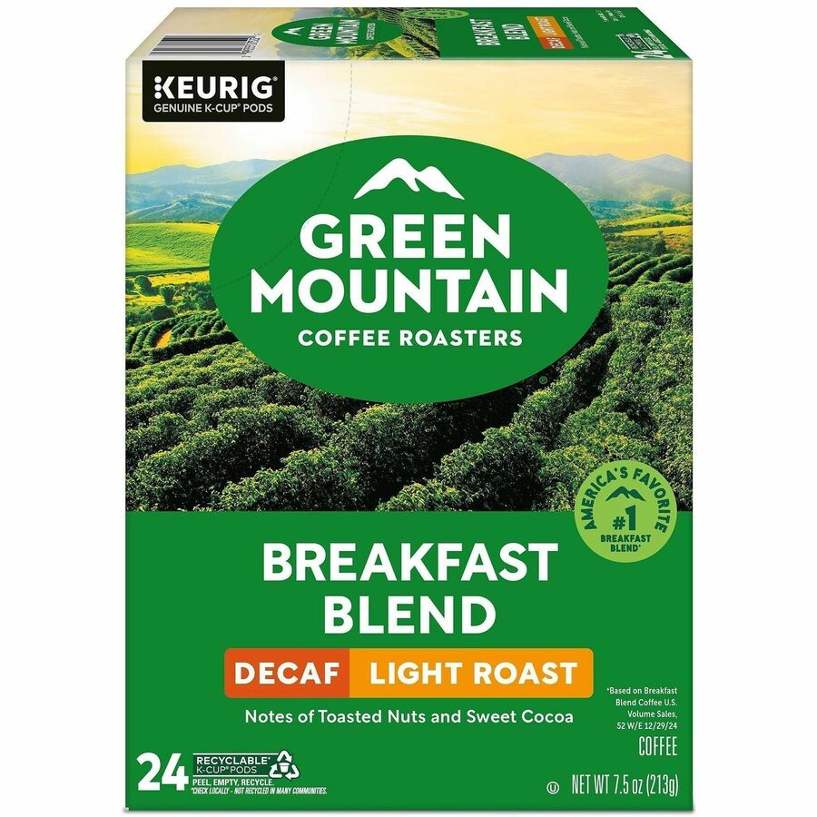 Green Mountain Coffee Roasters® K-Cup Breakfast Blend Decaf Coffee - Compatible with Keurig Brewer - Light - K-Cup - Dec