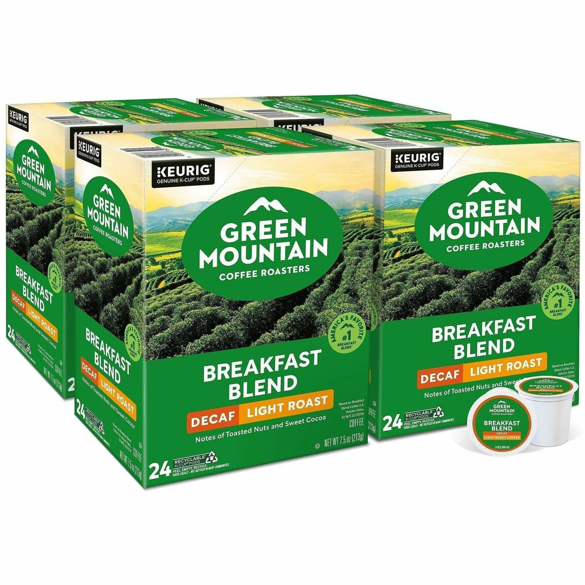 Green Mountain Coffee Roasters® K-Cup Breakfast Blend Decaf Coffee - Compatible with Keurig Brewer - Light - K-Cup - Dec