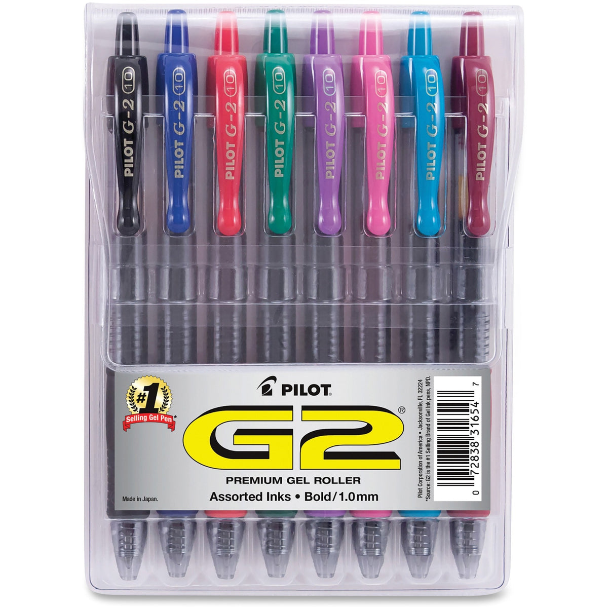 G2 8-Pack Bold Gel Roller Pens - Bold 1.0mm Point Point Size - Assorted Ink and Barrel - 8 pk pouch