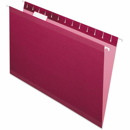 Pendaflex 1/5 Tab Cut Legal Hanging Folder - 8 1/2" x 14" - Internal Pocket - 11 pt. - Burgundy - Reinforced, Tear Resis